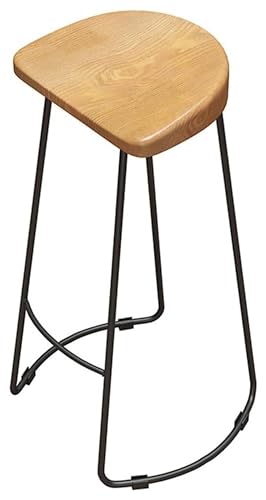 FENBNMK Barhocker Thekenhocker Stuhl Metall Holzsitz mit Fußstütze for Küche Pub Café Max. Belastung 150 kg Style (Size : Height 75cm(29.5inch)) von FENBNMK