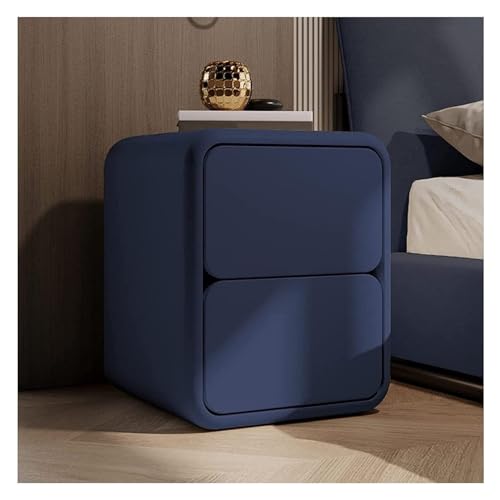 Nachttische Einfacher Nachttisch aus massivem Holz mit 2 Schubladen, runder Eck-Aufbewahrungsnachtschrank for Zuhause, Schlafzimmer, Nachtkommode Schlafzimmer ( Color : Blue , Size : 50x40x47cm ) von FENBNMK
