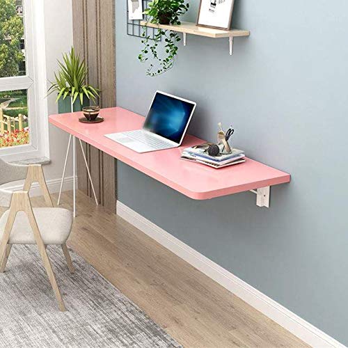 Wandklapptisch Wand Küchentisch Kindermöbel Laptoptisch Esstisch Schreibtisch Klappbar Computertisch aus Holz Faltbarer Schwimmender Wandtisch Wandschrank,mit 2 Halterungen,Rosa(60x50cm/24x20in) von FENGSHOUU