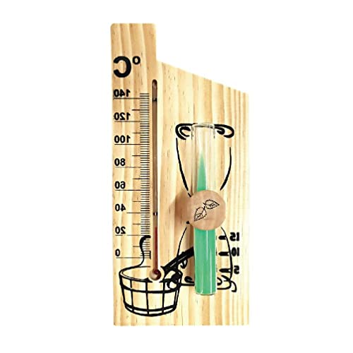 2 in 1 Sauna-Thermometer Sanduhr Sanduhr Holzthermometer Temperaturanzeige Wasserdicht 0-140℃ Sauna-Thermometer Holz von FENOHREFE