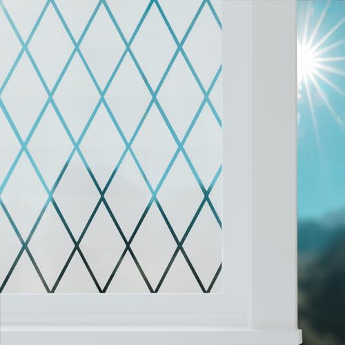 FEOMOS Gitterfensterfolie Milchglas Fensterfolie Statische Dekorfolie Kariert Sichtschutzfolie Anti-UV 44x200cm von FEOMOS