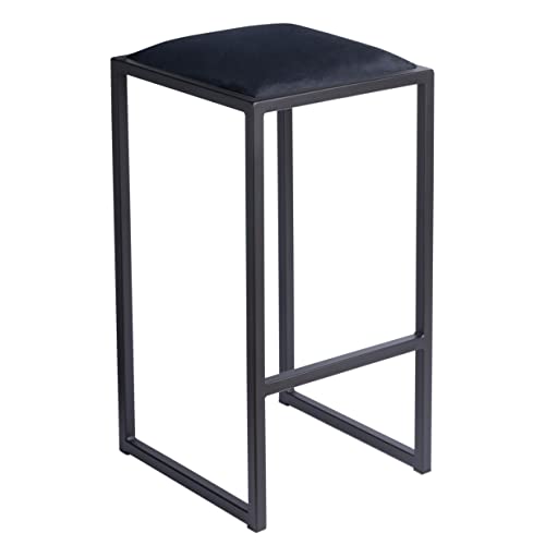 FERRO modern design Barhocker Schwarz ohne Lehne 64 cm - Metall Barstuhl mit Gepolstertem Sitz - Loft Style von FERRO modern design