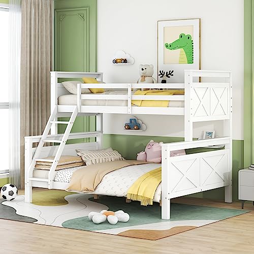 FEZTOY Etagenbett Kinderbett mit Leiter, umbaubar Einzelbetten und Doppelbett, Hochbett für Kinder, Jugendliche und Erwachsene, 90(140) x200,ohne Matratze,weiß von FEZTOY