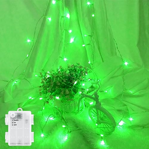 LED Lichterkette Außen Batterie Wasserdicht 3M Outdoor Lichterkette Innen Batterie Timer für Balkone, Fenster, Tür, Wände, Kinderzimmer, Schlafzimmer, Halloween, Weihnachten, Hochzeiten, Grün von FFZZKJ