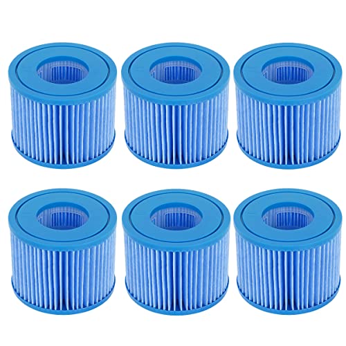 FFyan Filterkartusche Wasserfilter 6er Set Ersatz-Schwimmbadfilter für Bestway, Größe VI Filterpatrone, kompatibel mit Lay-Z-Spa, Miami, Vegas, Palm Springs, Paris Monaco（Verbesserte Edition） von FFyan