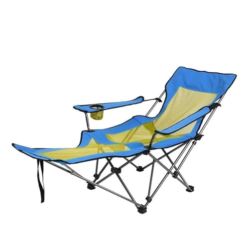 FGDERF Stühle Campingstuhl, Verstellbarer Klappstuhl mit Pedalnetz, Getränkehalter, robuste Unterstützung, 286 Pfund, kann sitzen und liegen, Strandkorb Campingstuhl von FGDERF