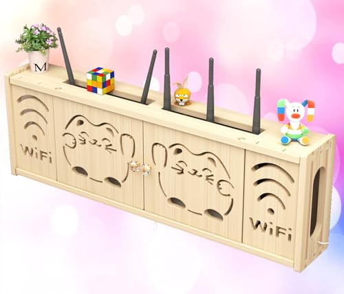 WLAN Box Verstecken,Router Schrank Weiss Box für WLAN Router zum Verstecken Wandregal Schwebendes Regal für Router Kleines SchräNkchen,B-71x24cm von FHCSAO