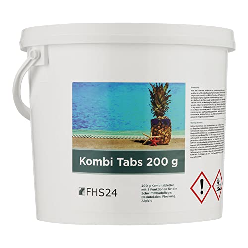 FHS24 Kombi Tabs 200 g 5kg Chlor Kombitabs Multifunktionstabletten Desinfektion Flockung Algizid von FHS24