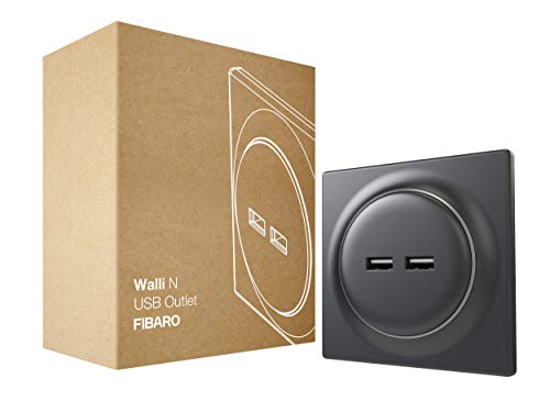 FIBARO Walli N USB Outlet / Hochwertige USB-Steckdose, 2x5V, max 2,4A, Anthrazit, FGWU-021-8 von FIBARO