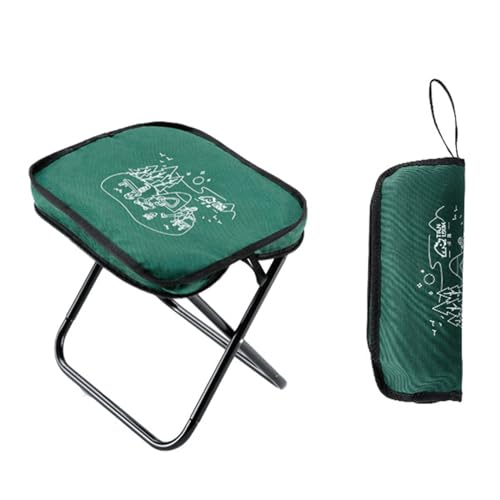 Tragbar Leichter Klapphocker,Camping Stuhl hocker,Klapphocker mit Ultraleichtem,Mini Klappbarer Hocker Angelhocker,Aluminiumrahmen Stahl leicht und stabil für Angeln Wandern Camping Picknick (GRÜN) von FILOEEX