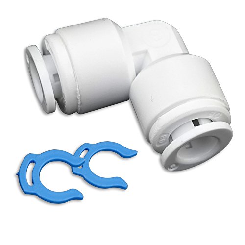 Adapter Fitting Verbindungsstück Winkel 1/4 Zoll Schlauch (6mm) Steckverbindung mit 2x Sicherungsringen. Wasserzulaufleitung von FILTROTECH