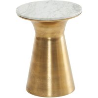 Beistelltisch Echter Marmor Weiß 35x35x45 cm Anstelltisch Metall Gold, Kleiner Sofatisch Rund, Wohnzimmertisch Couch Modern, Couchtisch Hoch - Finebuy von FINEBUY