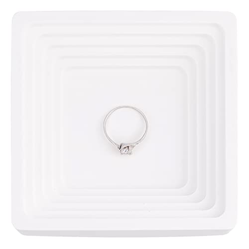 FINGERINSPIRE Gips Tablett Schmuckschale Weiß (Quadrat, 10x10x2,2 cm) Kosmetik Schmuck Tablett Ringschale Organizer Platte Schlüsselablage Kommode Dekor Eingang Wohnkultur Fotografie Requisiten von FINGERINSPIRE