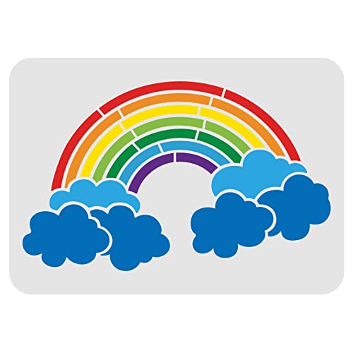 FINGERINSPIRE Regenbogen-Schablone, 30 x 21 cm, rechteckig, Regenbogen-Wolken-Malschablone, wiederverwendbar, DIY-Kunstschablone für Wände und Handwerk (Kunststoff) von FINGERINSPIRE