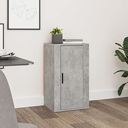 FIRBNUS 40x33x70 cm Seitenschrank mit Fächern Beistellschrank Schubladenschrank Lowboard Lagerschrank Kommode Betongrau Sideboard Wohnzimmer TV Schrank Aufbewahrungskommode Holzwerkstoff von FIRBNUS