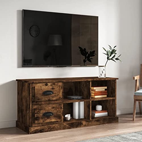 FIRBNUS TV-Schrank 102x35,5x47,5 cm TV Cabinet Industrial Möbel TV Unterschrank TV Lowboard Holz Kommode Holz TV Kommode Sideboard Holz Sideboard Industrial TV Lowboard Holz Räuchereiche von FIRBNUS