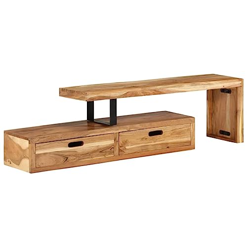 FIRBNUS TV-Schrank 112x30x40 cm Massivholz Akazie Kommode Industrial Lowboard Wohnzimmer TV Cabinet TV Unterschrank TV Schrank Holz Kommode Holz Sideboard Holz TV Lowboard Holz Living Room Furniture von FIRBNUS