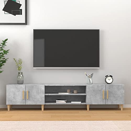 FIRBNUS TV-Schrank Betongrau 180x31,5x40 cm Holzwerkstoff TV Schrank Holz Sideboard Holz Sideboard Industrial Wonzimer Möbel TV Board Lowboard Holz Fernseher Schrank TV Cabinet TV Unterschrank von FIRBNUS