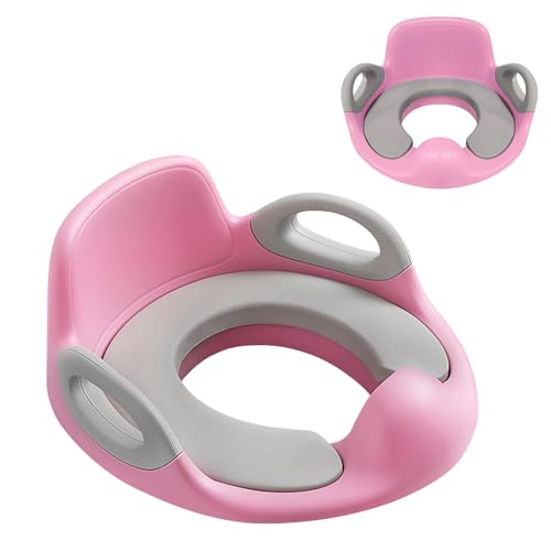 FIVMEN Toilettensitz Kinder Toilettenaufsatz mit PU Gepolstert und Spritzschutz WC Sitz Klositz Toilettentrainer Sitz für Kinder 1-7 Jahre, Rosa von FIVMEN