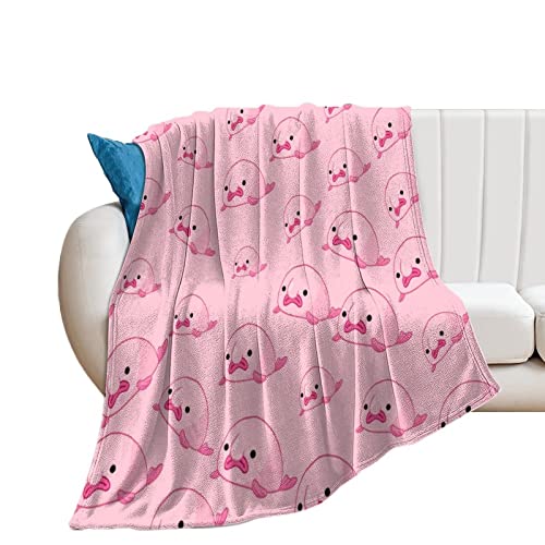 FJAUOQ Rosa Blob Fisch Blobfish Gemütliche Decke Flanell Überwurf Decken für Bett/Couch/Sofa/Büro/Camping lustig von FJAUOQ