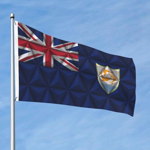 Flagge von Anguilla mit Polygoneffekten, 60 x 90 cm, doppelseitig, langlebig, für den Außenbereich, dekoratives Banner, Polyester, Heimflaggen, Hof, Rasen, Willkommensflagge von FJQWKLF