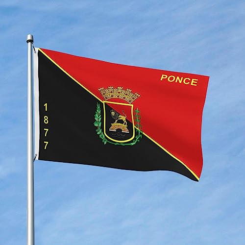 Langlebige Flagge von Ponce, Puerto Rico – Version 1877, Flaggen für draußen, 3 x 5 Fuß, doppelseitiges Flaggenbanner, Dekoration für den Außenbereich, 3 x 5 Fuß, Flaggen von FJQWKLF