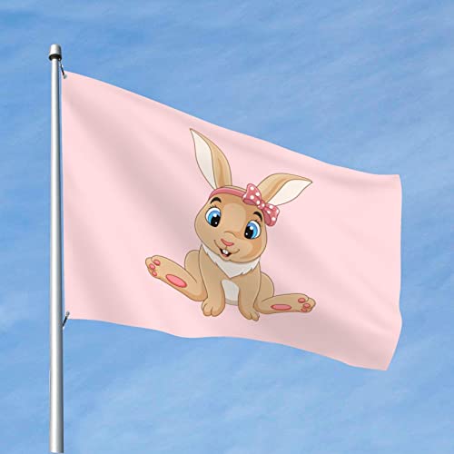 Robuste Flagge mit niedlichem Kaninchen, sitzend, 4 x 6 Fuß, langlebiges Banner für den Außenbereich, Willkommensflagge für Zuhause, Party, Terrasse, Dekoration von FJQWKLF