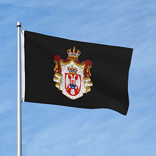 Wappen der Flagge des Königreichs Jugoslawien, 90 x 150 cm, doppelseitig, langlebig, für den Außenbereich, dekoratives Banner, Polyester, Heimflaggen, Hof, Rasen, Willkommensflagge von FJQWKLF