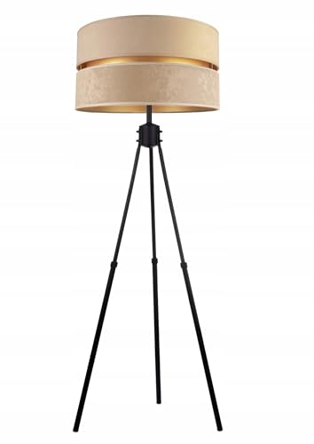 Stehlampe Wohnzimmer Beige-Gold Stehleuchte Standleuchte mit Dreibeinstativ Design Modern E27 Fassung Leselampe Max. 60W Wohnzimmerlampe Bettlampe von FKL DESIGN Home Deco