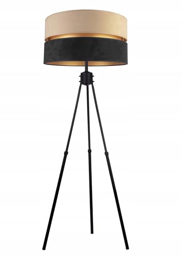 Stehlampe Wohnzimmer Beige-Schwarz-Gold Stehleuchte Standleuchte mit Dreibeinstativ Design Modern E27 Fassung Leselampe Max. 60W Wohnzimmerlampe Bettlampe von FKL DESIGN Home Deco