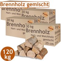 Brennholz Gemischt Kaminholz 120 kg Buche Eiche Birke Kiefer Fichte Holz Für Ofen und Kamin Kaminofen Feuerschale Grill Feuerholz 25 cm Wood von FLAMEUP