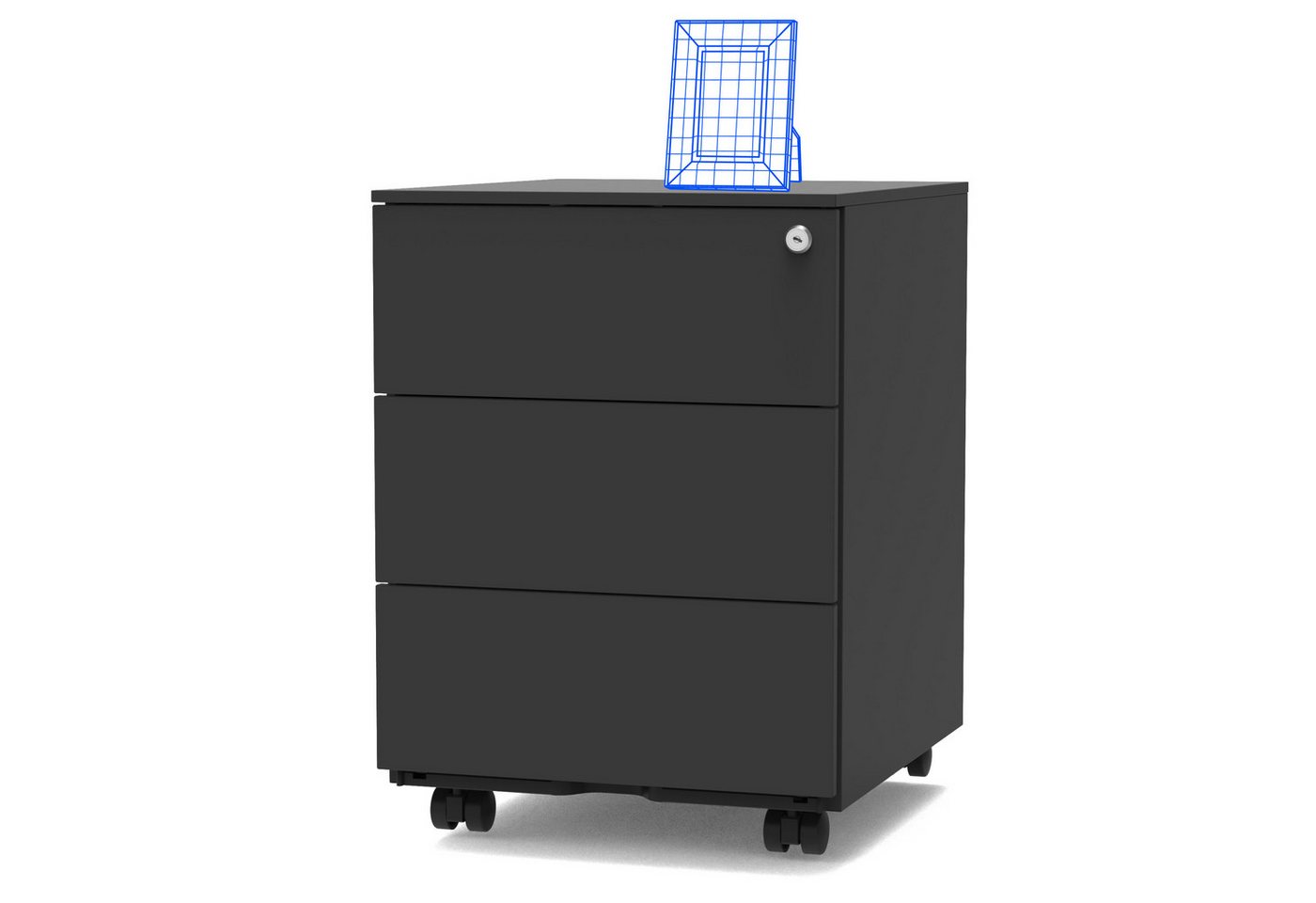 FLEXISPOT Aktenschrank CB34 (mit Schlüsselschloss, kommode, rollcontainer Schreibtisch mit 3 Schublade für Büro) Rollcontainer, Büroschrank von FLEXISPOT