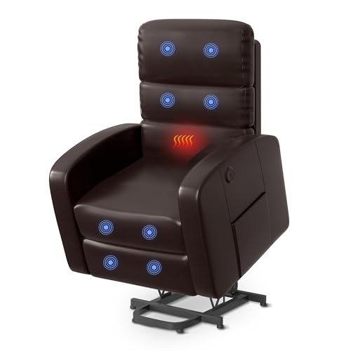 FLEXISPOT Elektrischer Relaxsessel, Massagesessel, Aufstehsessel, Schlafsessel, Fernsehsesssel, Liegesessel mit Aufstehhilfe, Heizfunktion (Braun) von FLEXISPOT