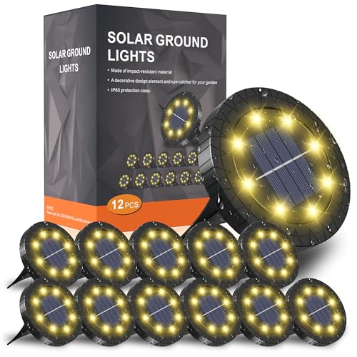 FLOWood Solar Stehlampe warmweiß, 8 LEDs, Solarlampen für den Außenbereich, 12er Pack - Solar LED Gartenlampen, IP65 wasserdichte Stehlampe von FLOWood