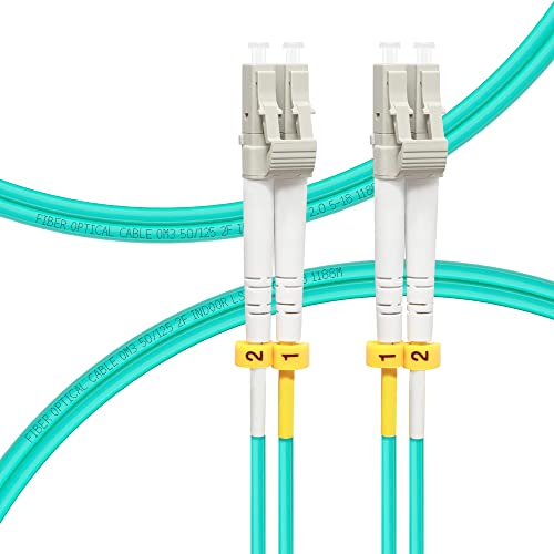 FLYPROFiber 0.2M OM3 LC auf LC LWL Glasfaser Patchkabel | Längenoptionen: 0,2m-100m, 10 GB Duplex LC-LC 50/125 um Multimode LWL Kabel LSZH 0,2 Meter von FLYPROFiber