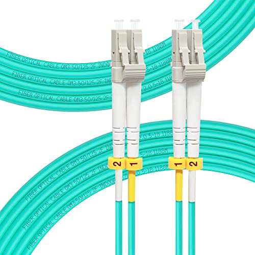 FLYPROFiber 10M OM3 LC auf LC LWL Glasfaser Patchkabel | Längenoptionen: 0,2m-100m, 10 GB Duplex LC-LC 50/125 um Multimode LWL Kabel LSZH 10 Meter von FLYPROFiber