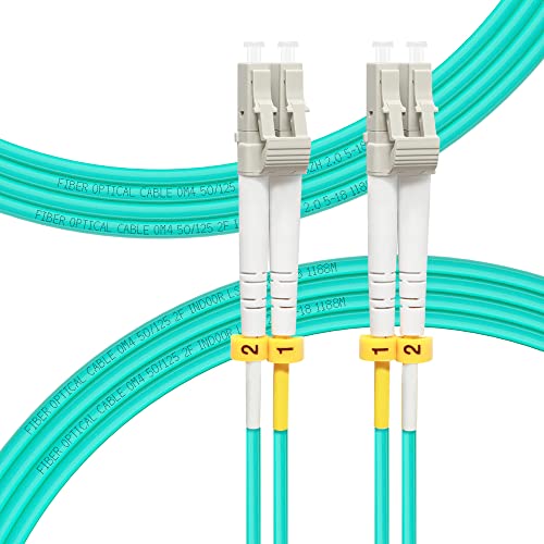 FLYPROFiber 4M OM4 LC auf LC LWL Glasfaser Patchkabel | Längenoptionen: 0,2m-100m, 40GB/100GB Duplex LC-LC 50/125um Multimode LWL Kabel LSZH 4 Meter von FLYPROFiber