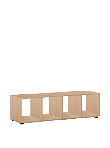 FMD furniture Bücherregal Raumteiler Ordnerregal mit 4 Fächern stehend oder liegend in Sandeiche für Wohnzimmer, Büro, Kinderzimmer von FMD Möbel