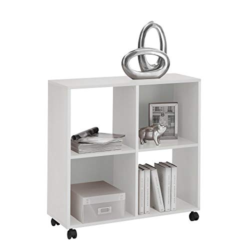 FMD Möbel, 290-001 Sprint Büroregal bücherregal auf rollen ideal für A4 ordner, weiß, maße72.0 x 77.0 x 33.0 cm (BHT) von FMD Möbel