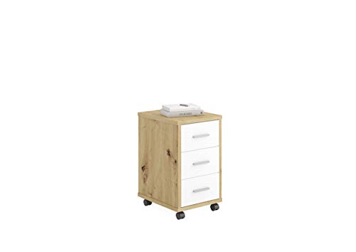 FMD Möbel, 367-002E Diego 2 Rollcontainer, holzwerkstoff, artisan eiche/brillant weiß, maße 35.0 x 53.6 x 42.0 cm (BHT) von FMD Möbel