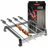 Fmprofessional - Grillspieße mit Halterung aus Edelstahl – 4 xxl Spieße mit Halter für den Grill – Inklusive Abstreifer zum schnellen Lösen von von FMPROFESSIONAL