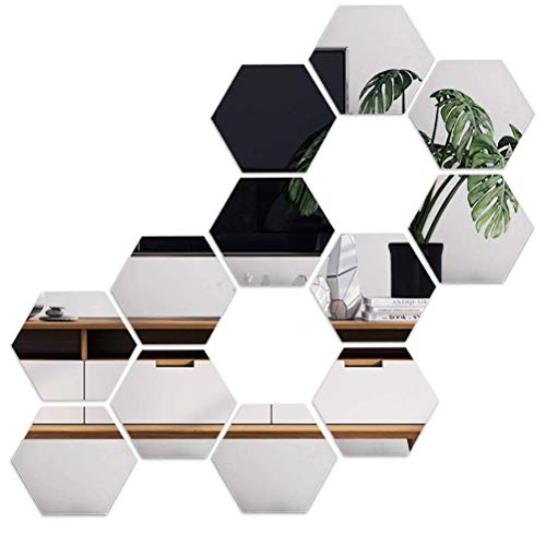 FOCCTS 12 Stück 10cm sechseckiger Spiegel Wandaufkleber, DIY Dekorative 3D Sechseck Acryl Spiegel Wand Tabelle Kunststoff Fliesen für Home Wohnzimmer Sofa TV Einstellung Wand Dekoration Silber FOCCTS 12 Stück 10cm sechseckiger Spiegel Wandaufkleber, DIY Dekorative 3D Sechseck Acryl Spiegel Wand Tabelle Kunststoff Fliesen für Home Wohnzimmer Sofa TV Einstellung Wand Dekoration Silber von FOCCTS