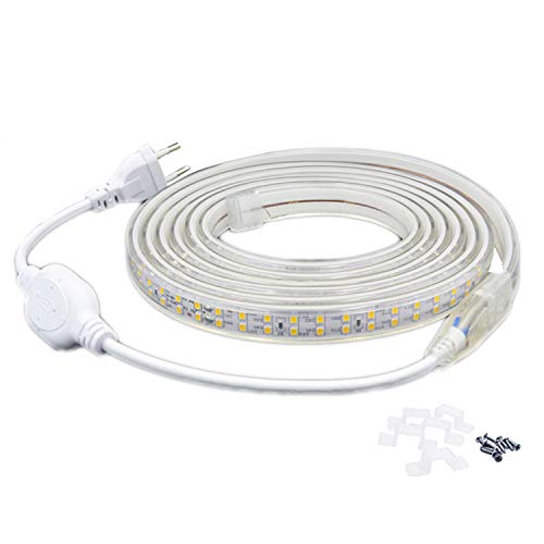 FOLGEMIR 3m LED Band – Warmweiß, 2835 SMD 180 Leds/m Streifen, 220V 230V helle Beleuchtung, IP65 wasserdicht (Warmweiß, 3m) von FOLGEMIR