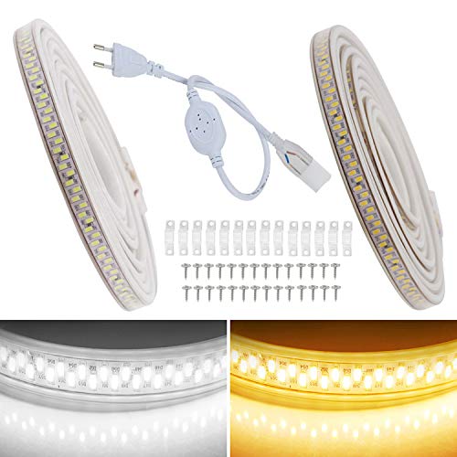 FOLGEMIR 3m LED Band – Warmweiß, 5630 SMD 180 Leds/m Strip, sehr helle Beleuchtung, IP65 wasserdicht Lichtschlauch, 220V 230V LED Streifen für DIY Dekoration von zu Haus, Küche, Garten, Party von FOLGEMIR