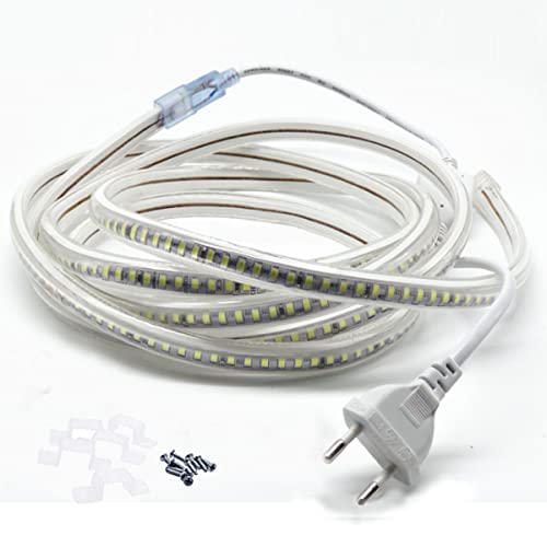 FOLGEMIR 6m Warmweiß LED Band, 2835 SMD 144 Leds/m Lichtleiste, 220V 230V Strip, sehr helle Beleuchtung - ca. 900 LM pro Meter, IP65 wasserdicht von FOLGEMIR