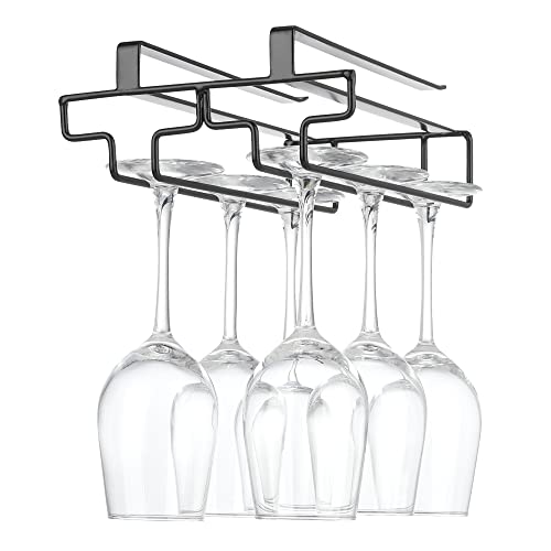 FOMANSH Weinglashalter unter dem Schrank, Gläserhalter für Weingläser Stielgläser, hängender Weinglasregal Glashalterung aus Metall, Gläser-Aufbewahrung für Küche, Bar und Restaurant, schwarz von FOMANSH