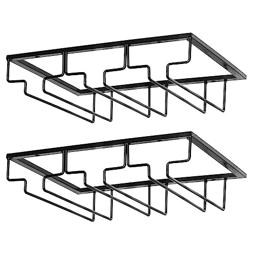 FOMANSH Weinglashalter unter dem Schrank, Gläserhalterung für Weingläser Stielgläser, hängender Weinglasregal aus Metall, Gläser-Aufbewahrung für Küche, Bar und Restaurant, Schwarz von FOMANSH