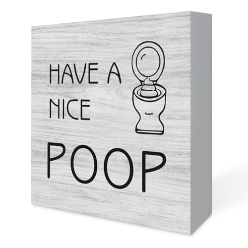 Country Humor Badezimmer-Holz-Schild, Dekoration, Schreibtischschild, Aufschrift "Have A Nice Poop", Holzkiste, Blockschild, Heimregal, Wanddekoration von FONALO