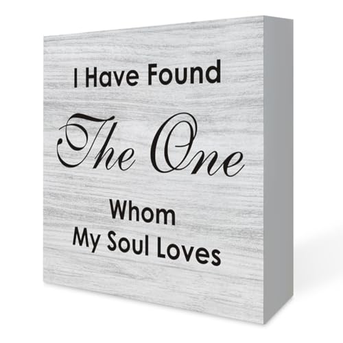 Inspirierender Bibelvers Heimdekor-Schild mit Aufschrift "I Have Found the One Whom My Soul Loves", rustikale Kunst, Zuhause, Regal, Schreibtischdekoration, 17,8 x 17,8 cm von FONALO