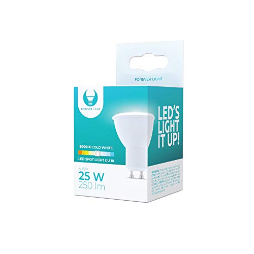 2 Stück Forever Light GU10 LED Lampe, Spot 3W (ersetzt 25), 6000K Kaltweiß, LED Leuchtmittel 250 Lumen von FOREVER